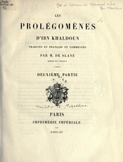 Les prolégomènes d'Ibn Khaldoun