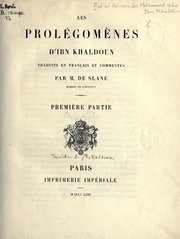 Les prolégomènes d'Ibn Khaldoun