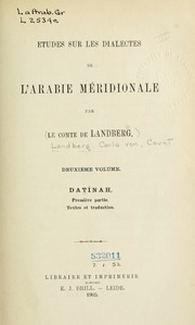 Études sur les dialectes de l'Arabie méridionale