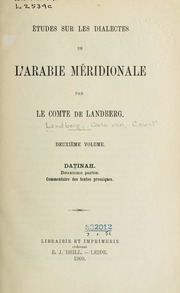 Études sur les dialectes de l'Arabie méridionale