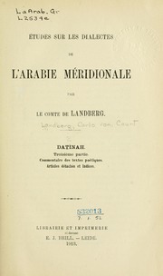 Études sur les dialectes de l'Arabie méridionale