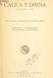 Calila y Dimna, fabulas: antigua version Castellana