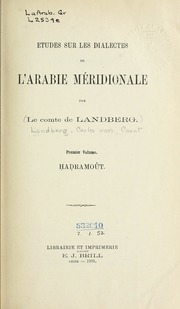 Études sur les dialectes de l'Arabie méridionale