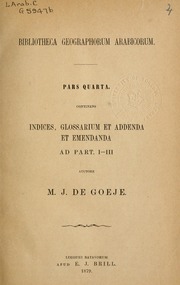 Bibliotheca geographorum Arabicorum