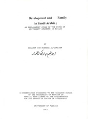 Development and family in Saudi Arabia : an exploratory study of the views of university students in Riyadh