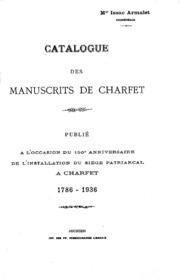 I. Armalet, Catalogue des Manuscrits de Charfet (1937)