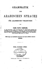 Grammatik der arabischen Sprache für akademische Vorlesungen