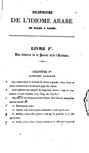 Principes de l'idiome arabe en usage à Alger : suivis d'un conte arabe avec la prononciation et le mot-à-mot interlineaires