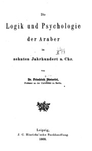 Die Logik und Psychologie der Araber im zehnten Jarhhundert n. Chr.