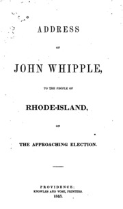 Address to the People of Rhode Island on the Approaching Election