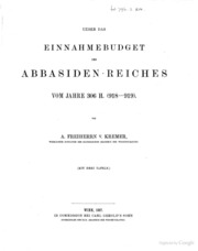 Ueber das Einnahmebudget des Abbasiden-Reiches vom Jahre 306 H. (918 - 919)