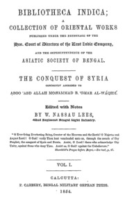 The Conquest Of Syria  Vol.i