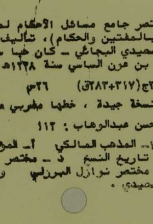 مخطوطة - مختصر فتاوى البرزلي، للبوسعيدي البجائي ج2