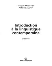 Moeschler Et Auchlin Introduction Ã  La Linguistique Contemporaine