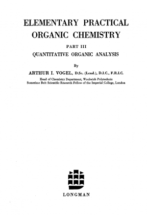 التحليل الكمي العضوي - سلسلة كتب فوغل vogel - elementary quantitative organic analysis