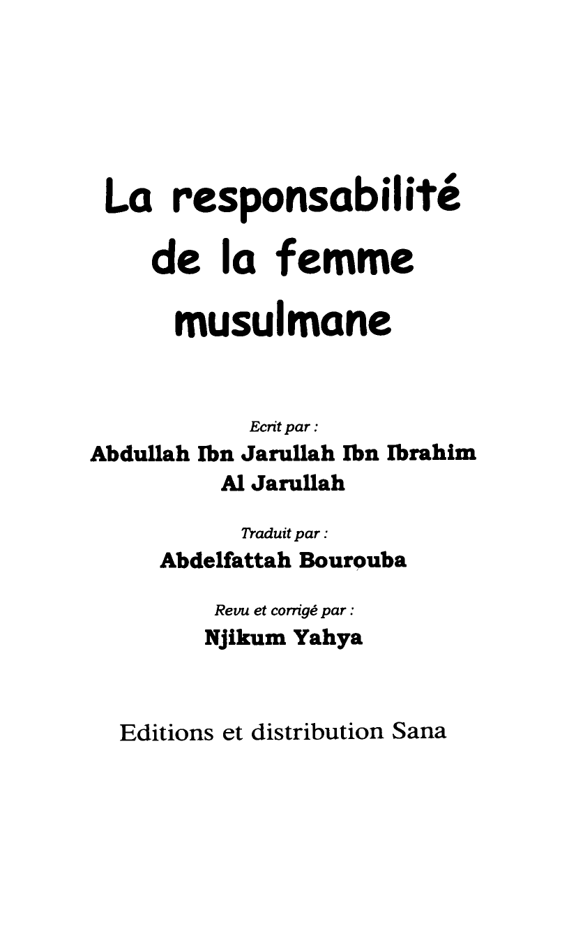 La responsabilite de la femme musulmane - كتاب مسؤولية المرأة المسلمة باللغة الفرنسية