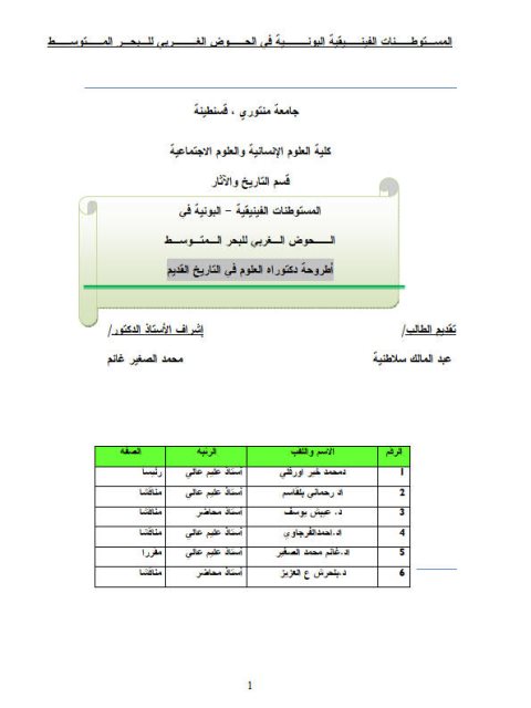 المستوطنات الفينيقية البونية في الحوض الغربي للبحر المتوسط