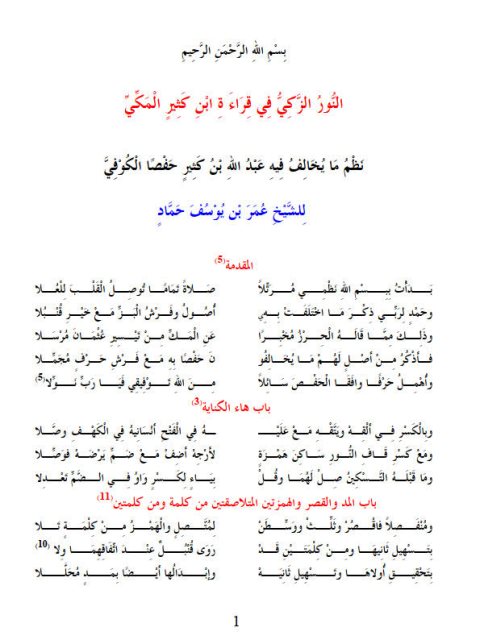 النور الزكي في قراءة ابن كثير المكي- ملون